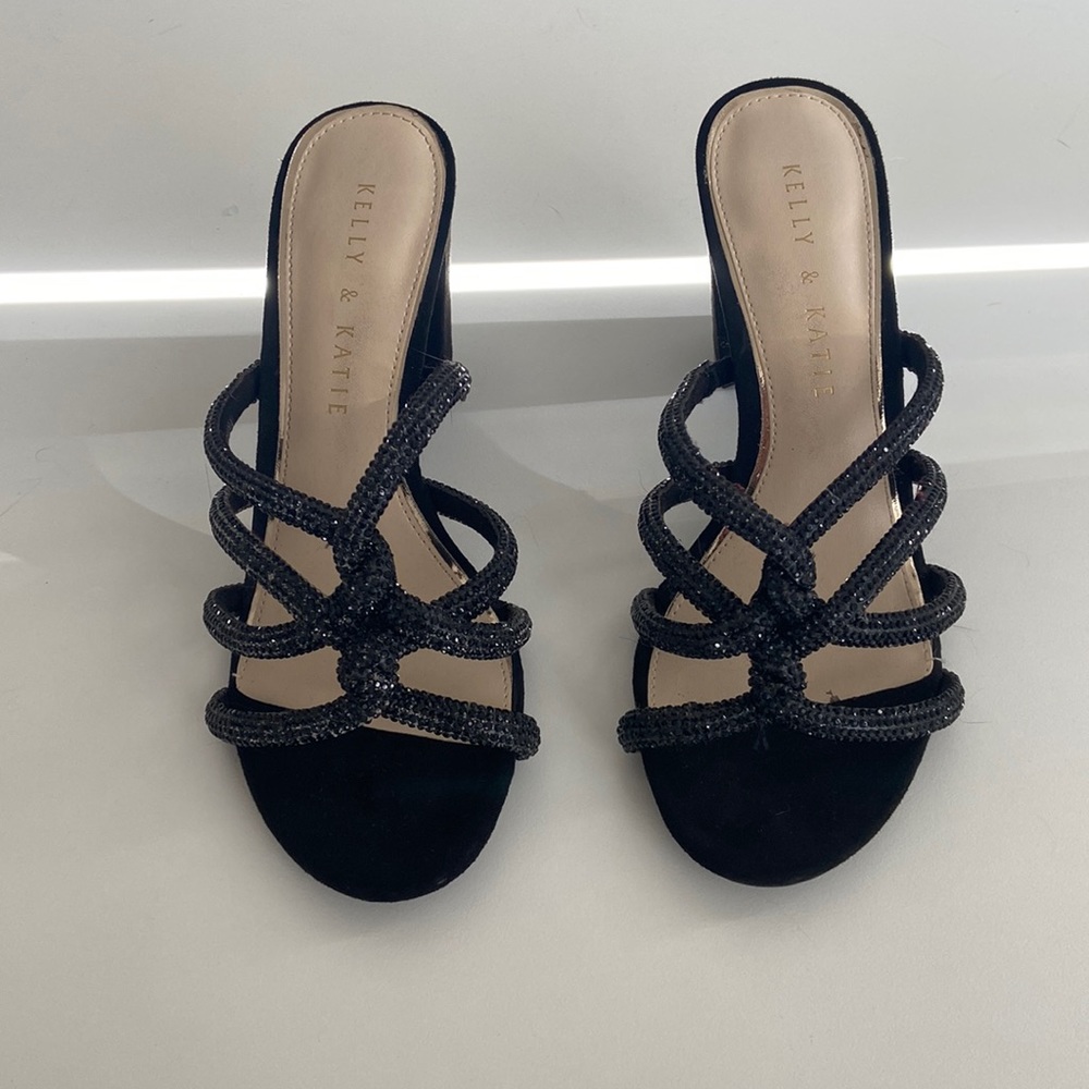 Kelly & Katie Black Block Heels